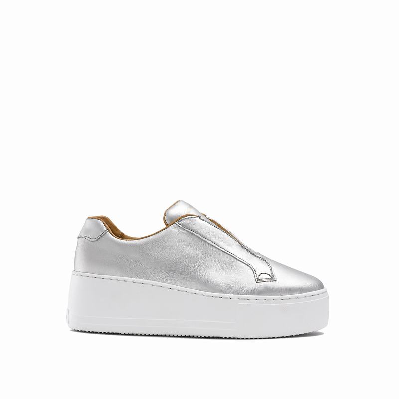 Russell & Bromley Park Up Womens Flatform Laceless Sneakers Silver |ATF1199OA|